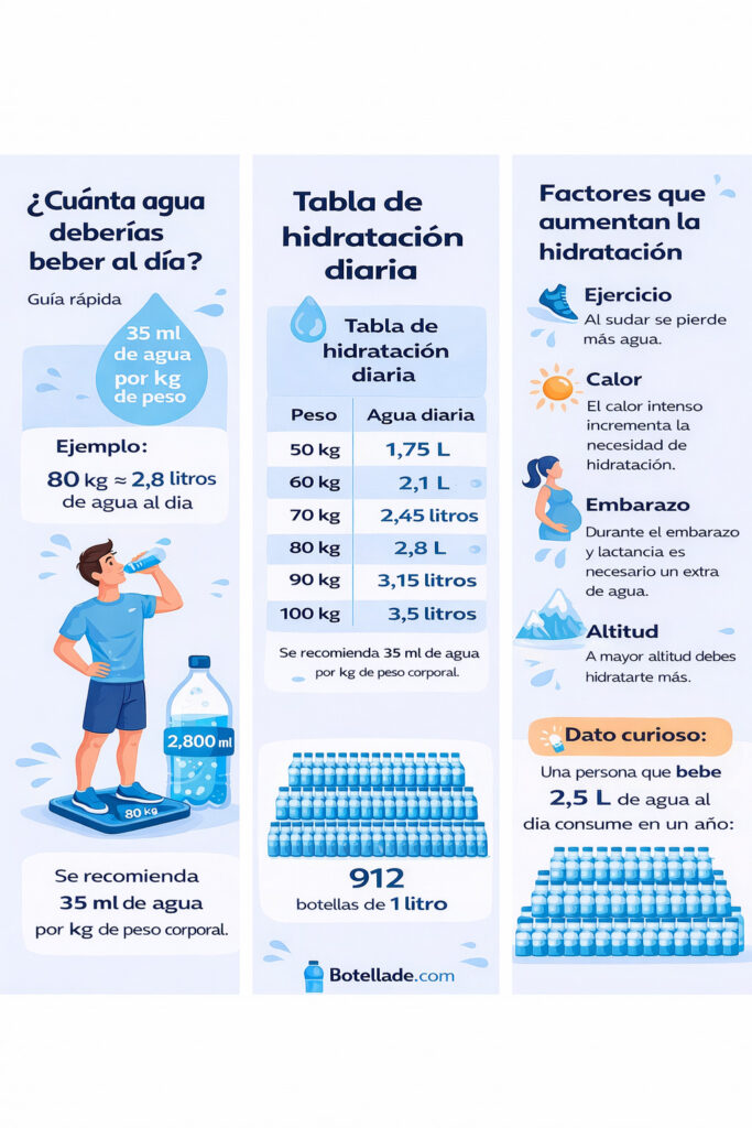 cantidad de agua diaria infografia