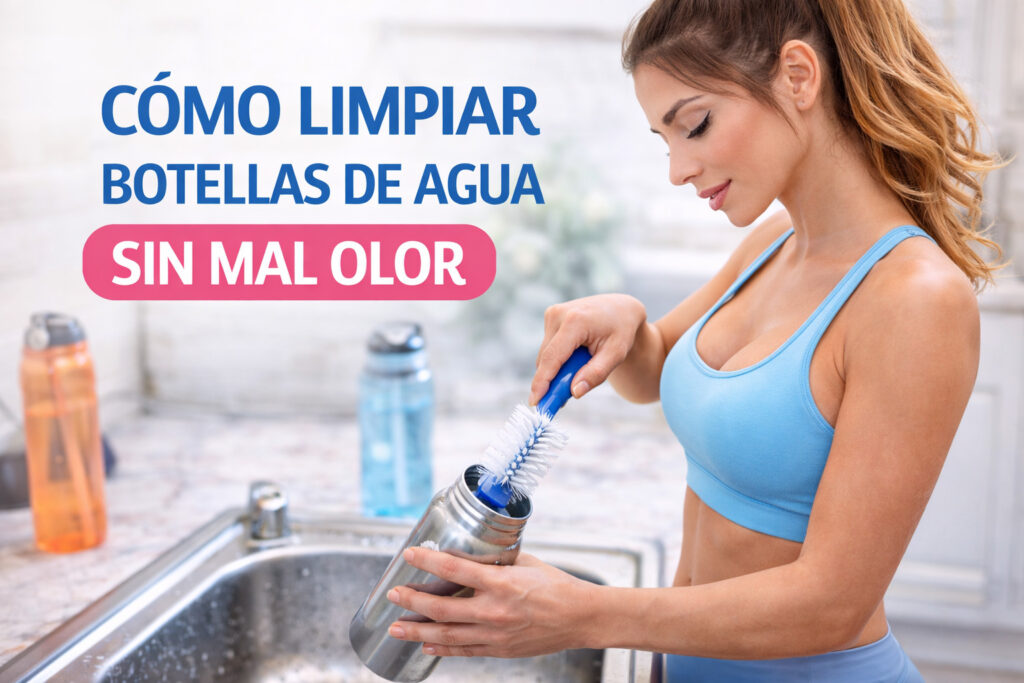 limpiar botella de agua por dentro con cepillo